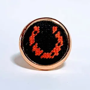 Black & Orange Horseshoe Needlepoint Ring