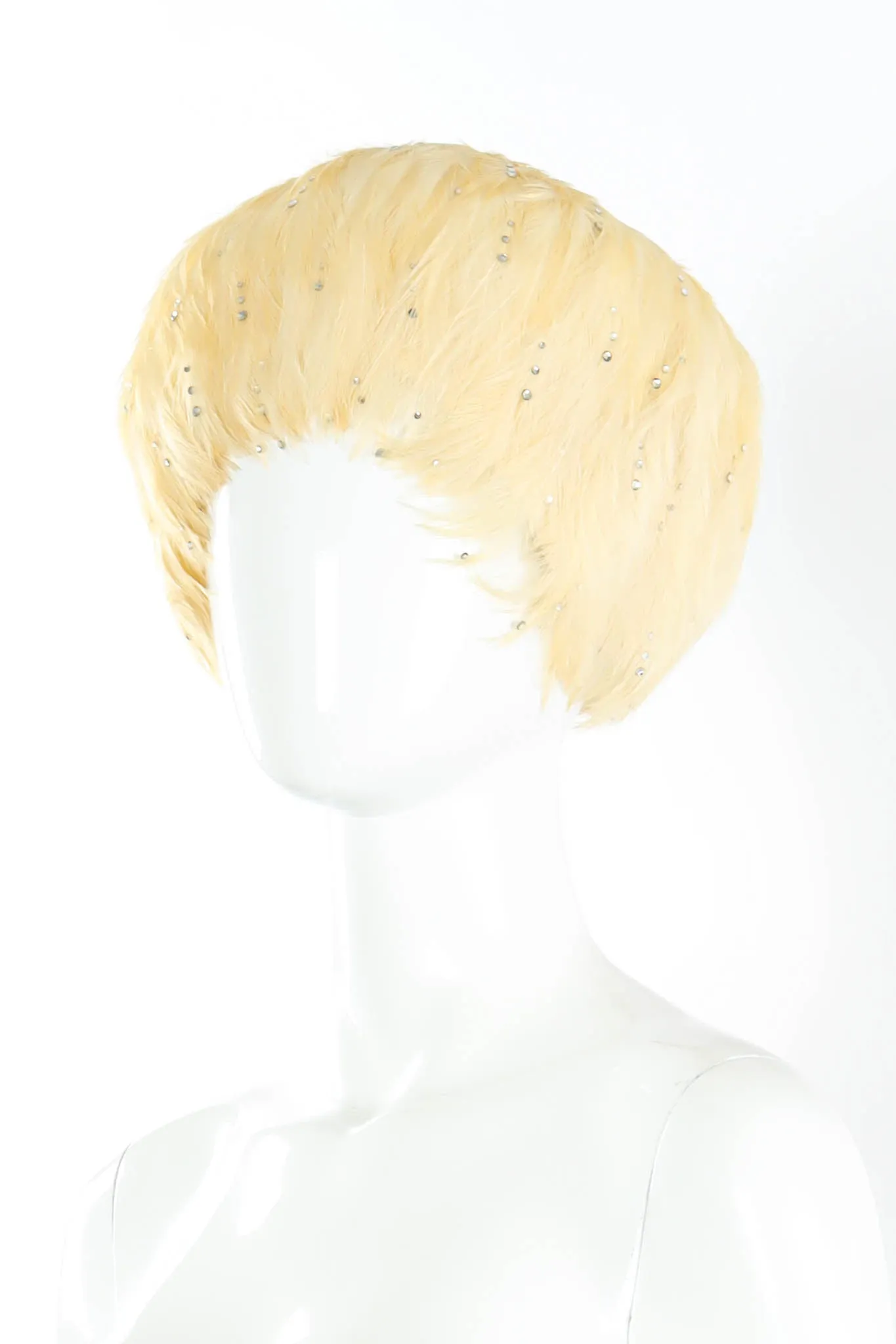 Blonde Rhinestone Feather Hat
