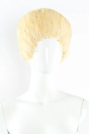 Blonde Rhinestone Feather Hat