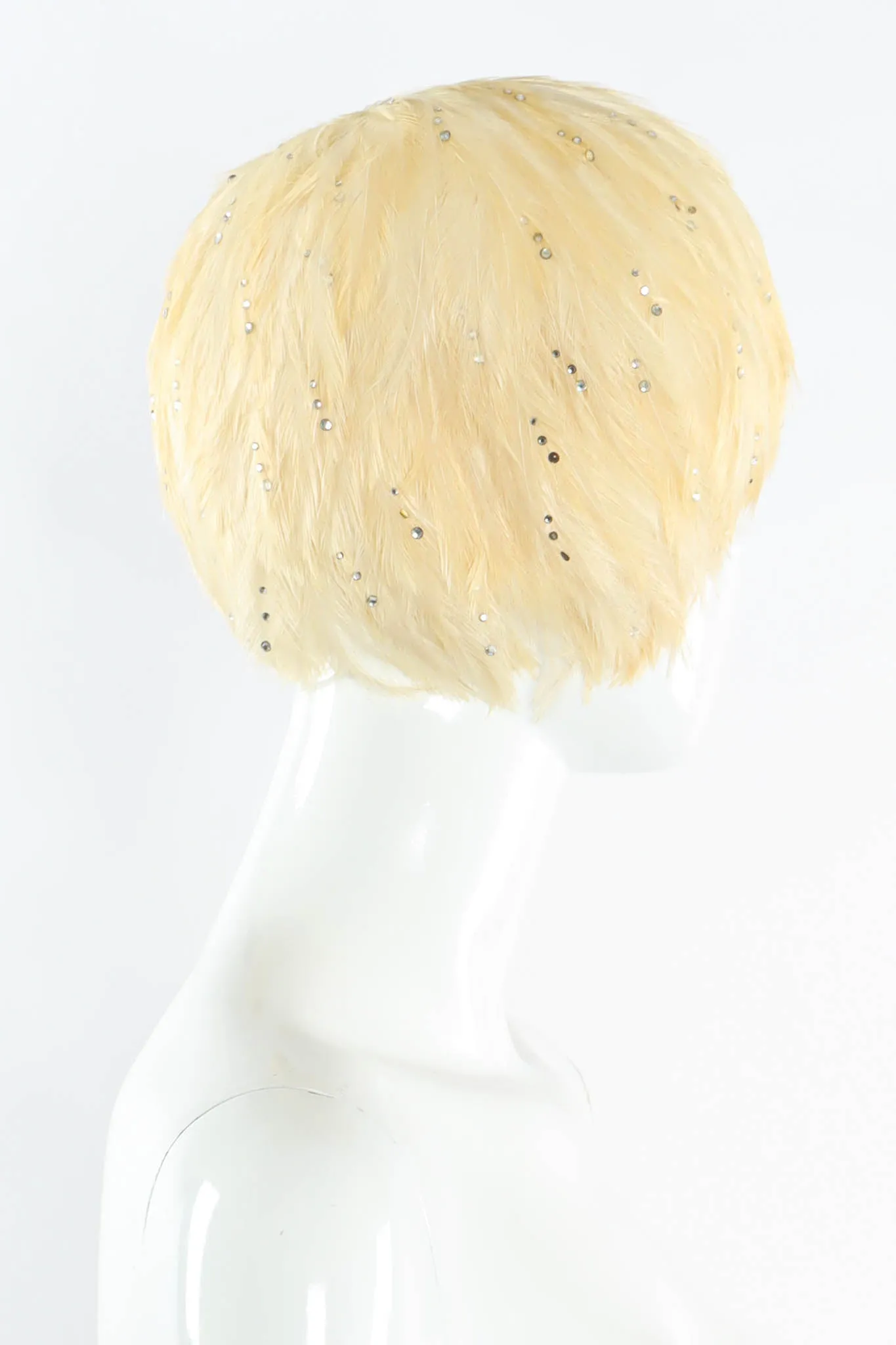 Blonde Rhinestone Feather Hat
