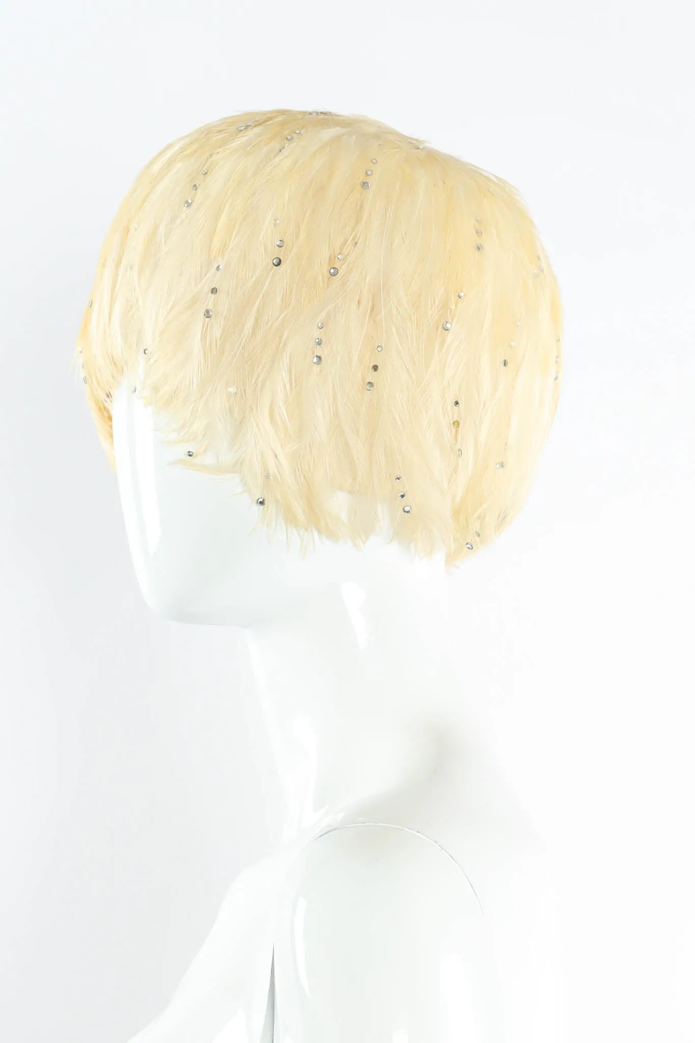 Blonde Rhinestone Feather Hat