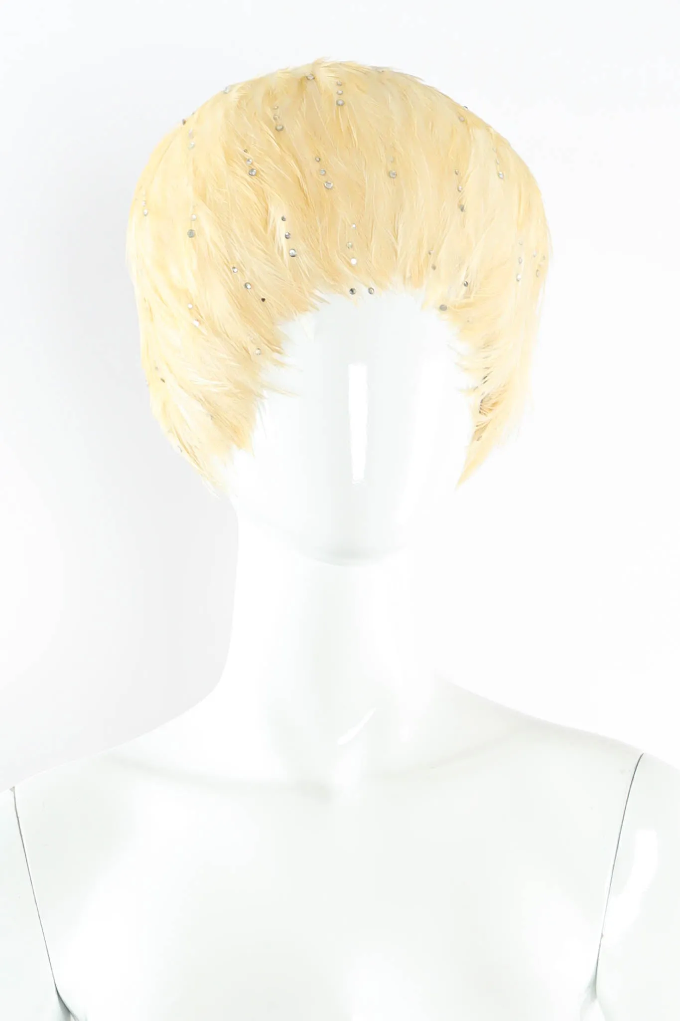 Blonde Rhinestone Feather Hat