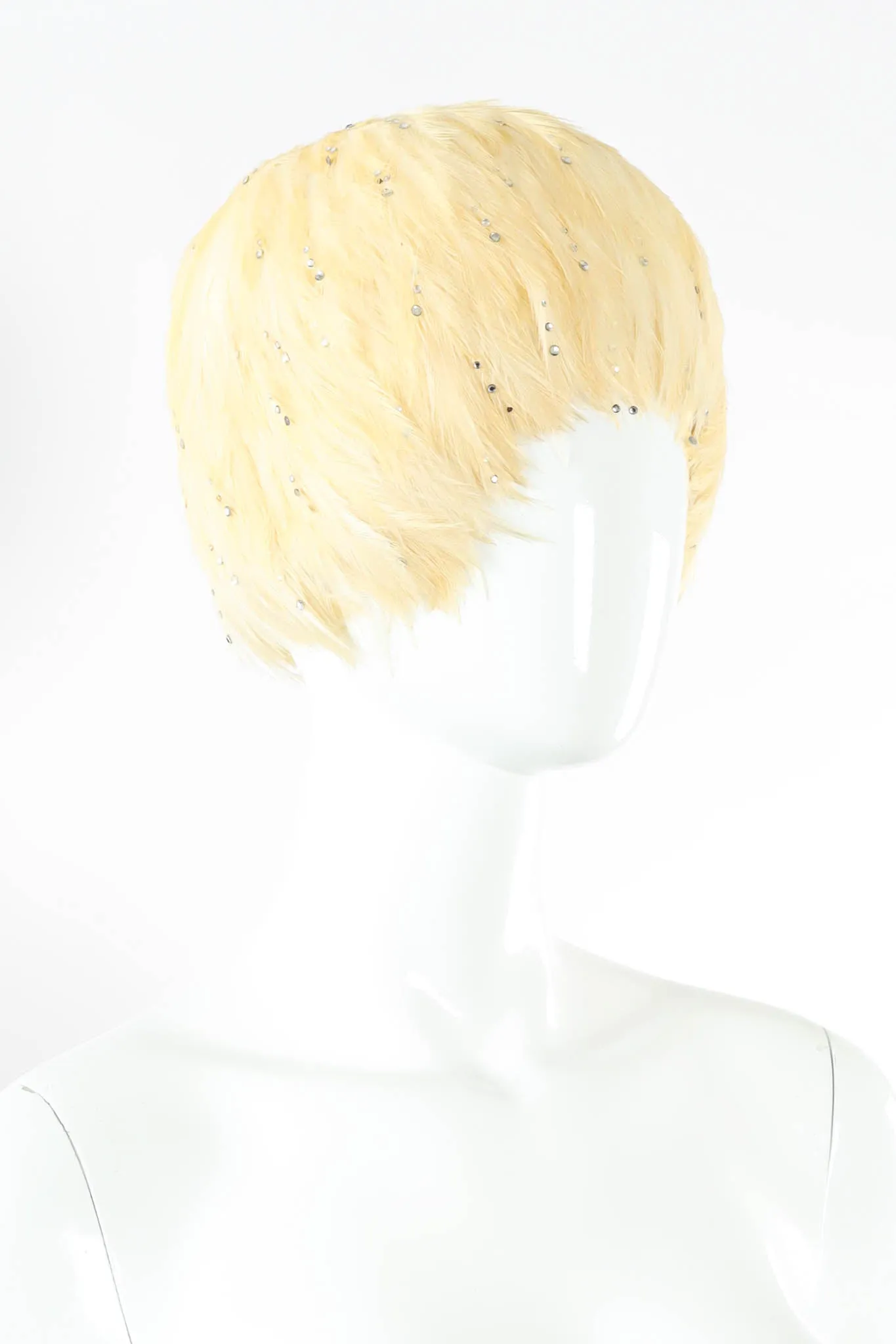 Blonde Rhinestone Feather Hat