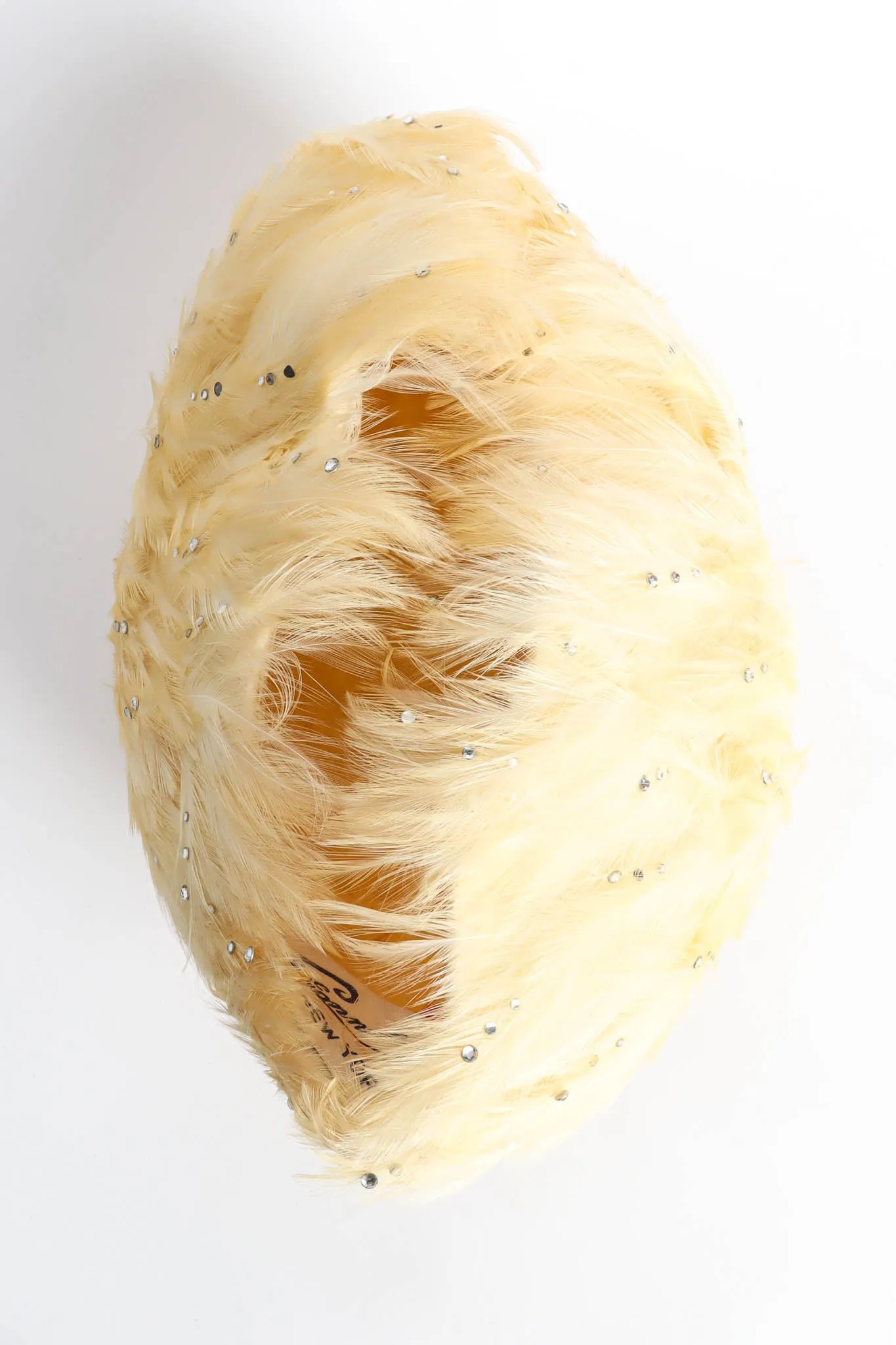 Blonde Rhinestone Feather Hat