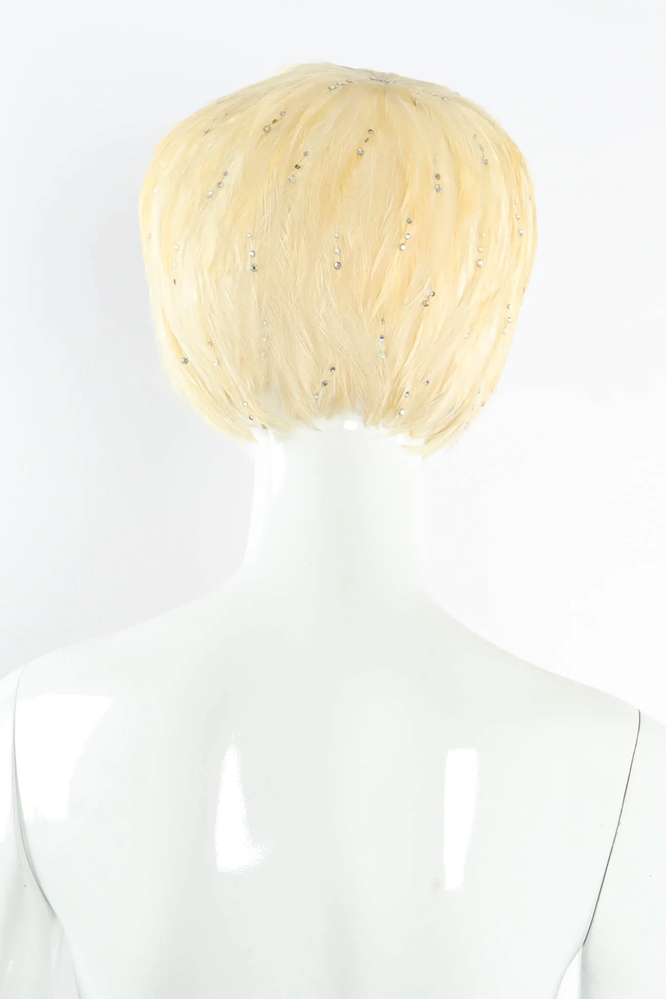 Blonde Rhinestone Feather Hat