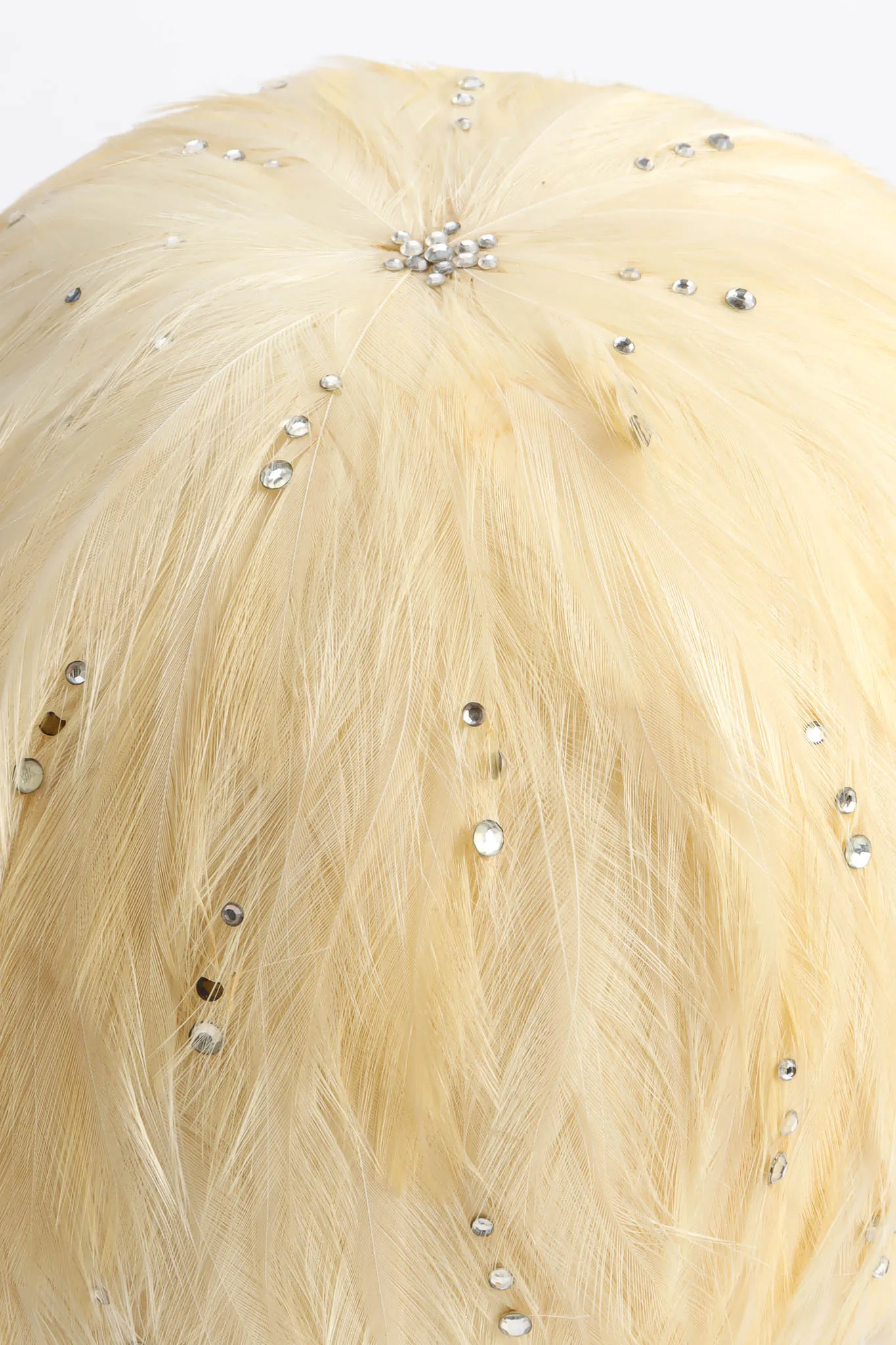 Blonde Rhinestone Feather Hat