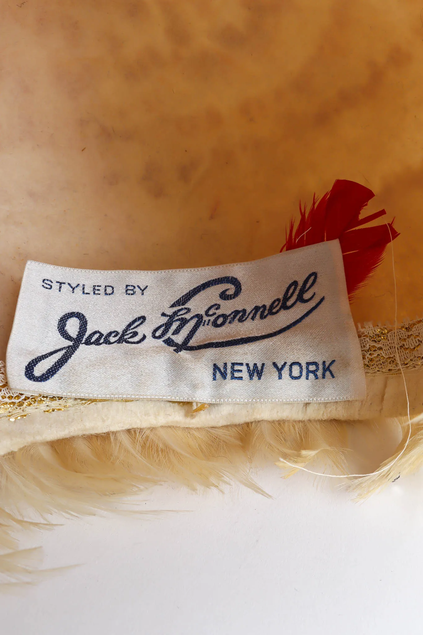 Blonde Rhinestone Feather Hat