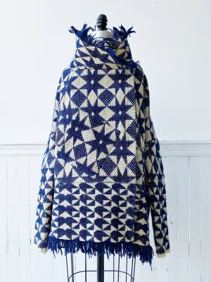 blue and off white overshot octagram coverlet cocoon