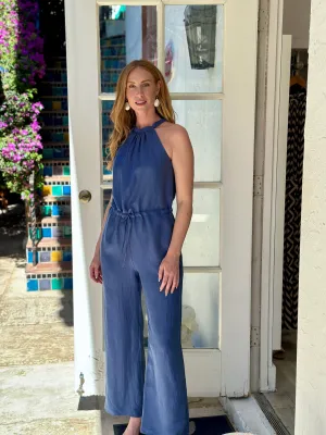 Blue Navy Cowl Neck Jumpsuit