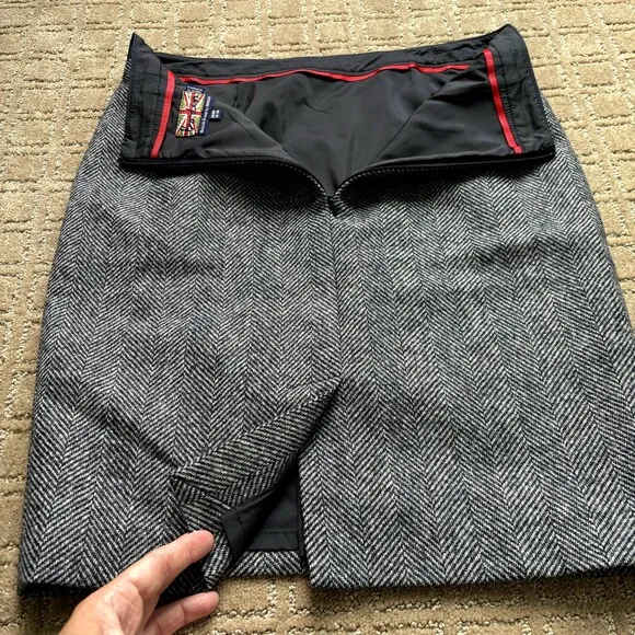 Boden British Tweed by Moon Wool Plaid Skirt Women's 6 Petite A-Line Blue Gray