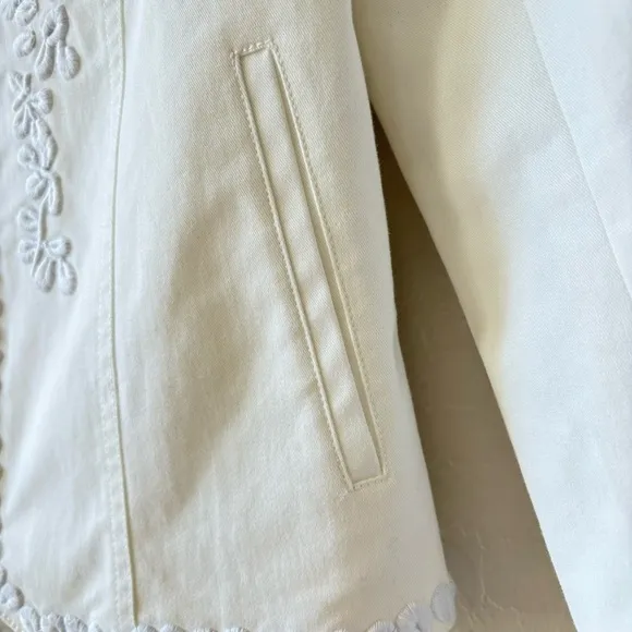 Boden White Julianna Floral Embroidered Jacket Blazer Coat Size 6 Preppy