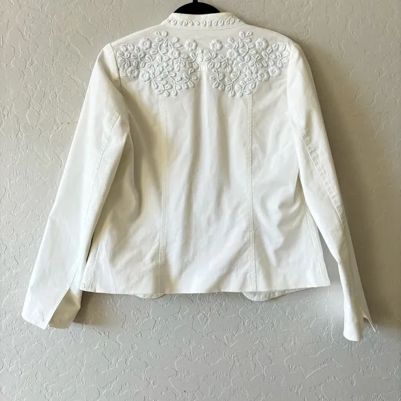 Boden White Julianna Floral Embroidered Jacket Blazer Coat Size 6 Preppy