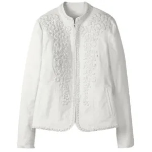 Boden White Julianna Floral Embroidered Jacket Blazer Coat Size 6 Preppy