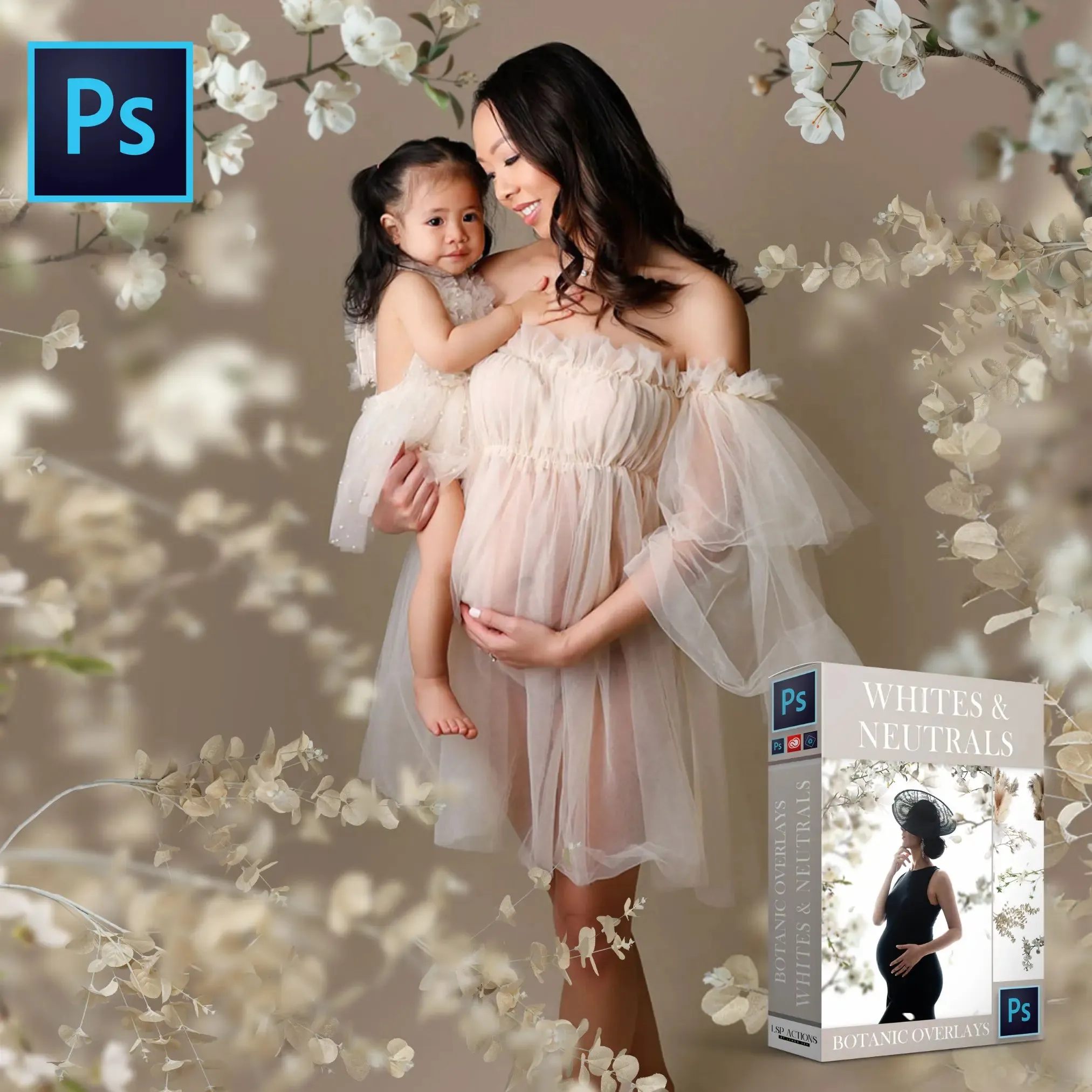 Botanical Branch Overlays: White & Neutral Florals
