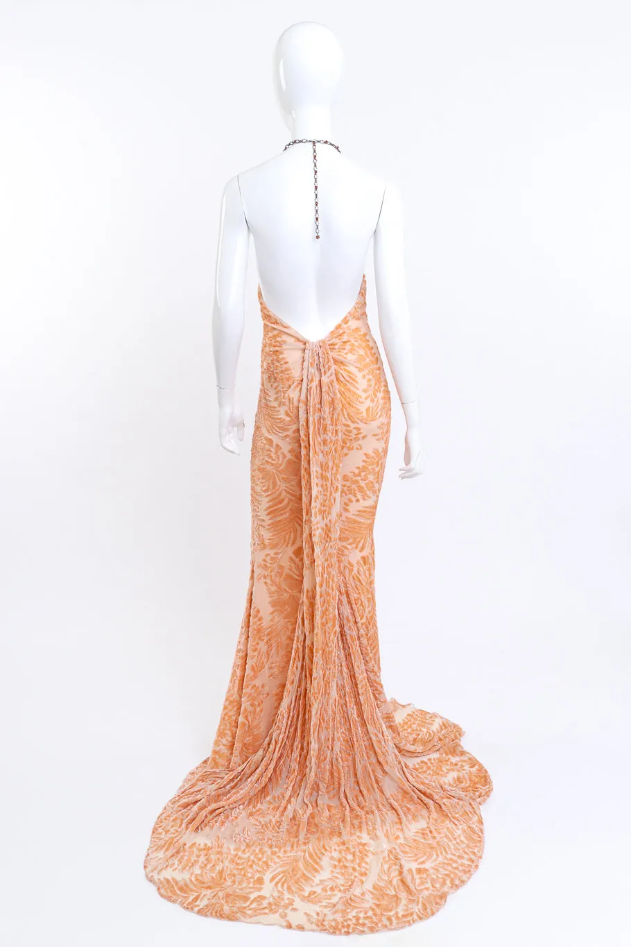 Botanical Burnout Chain Halter Gown