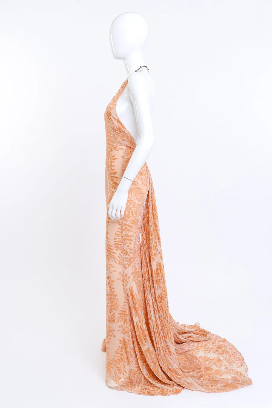 Botanical Burnout Chain Halter Gown