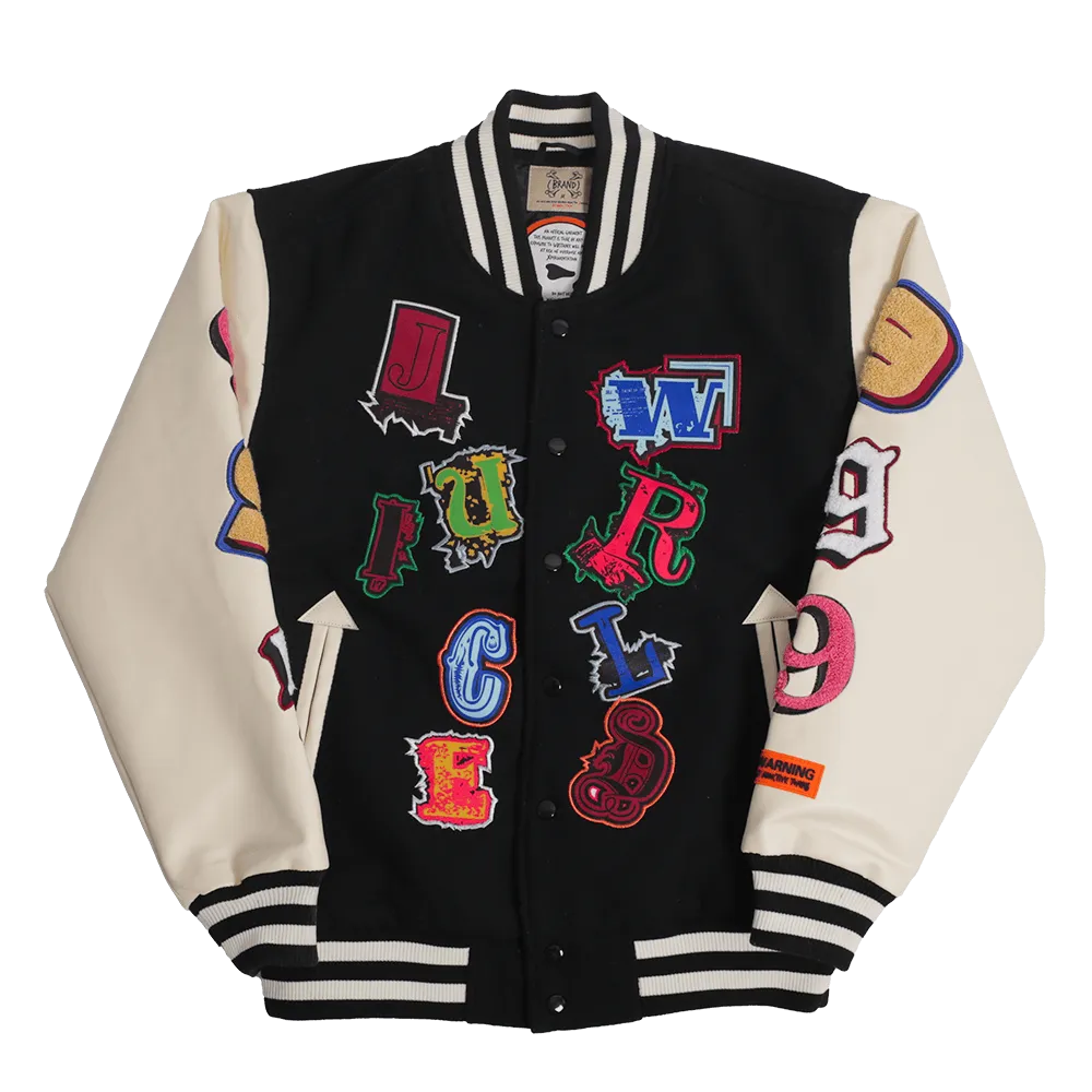 BRAND X JUICE WRLD FIGHTING DEMONS VARSITY JACKET (BLACK)