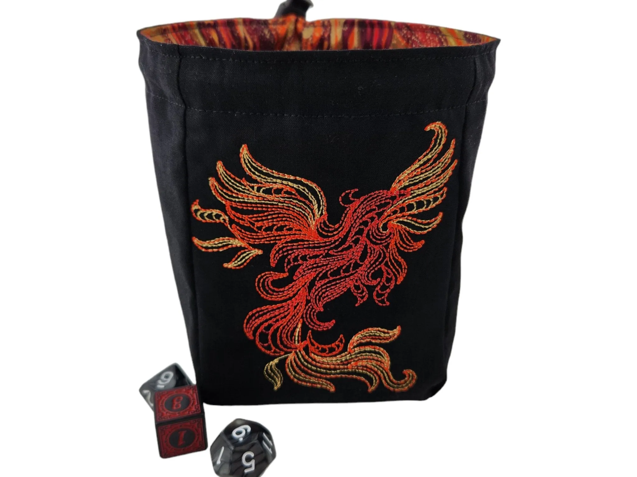 Burning Phoenix dice bag