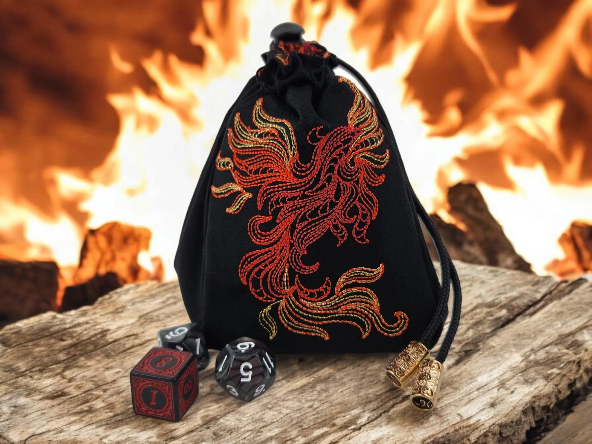Burning Phoenix dice bag