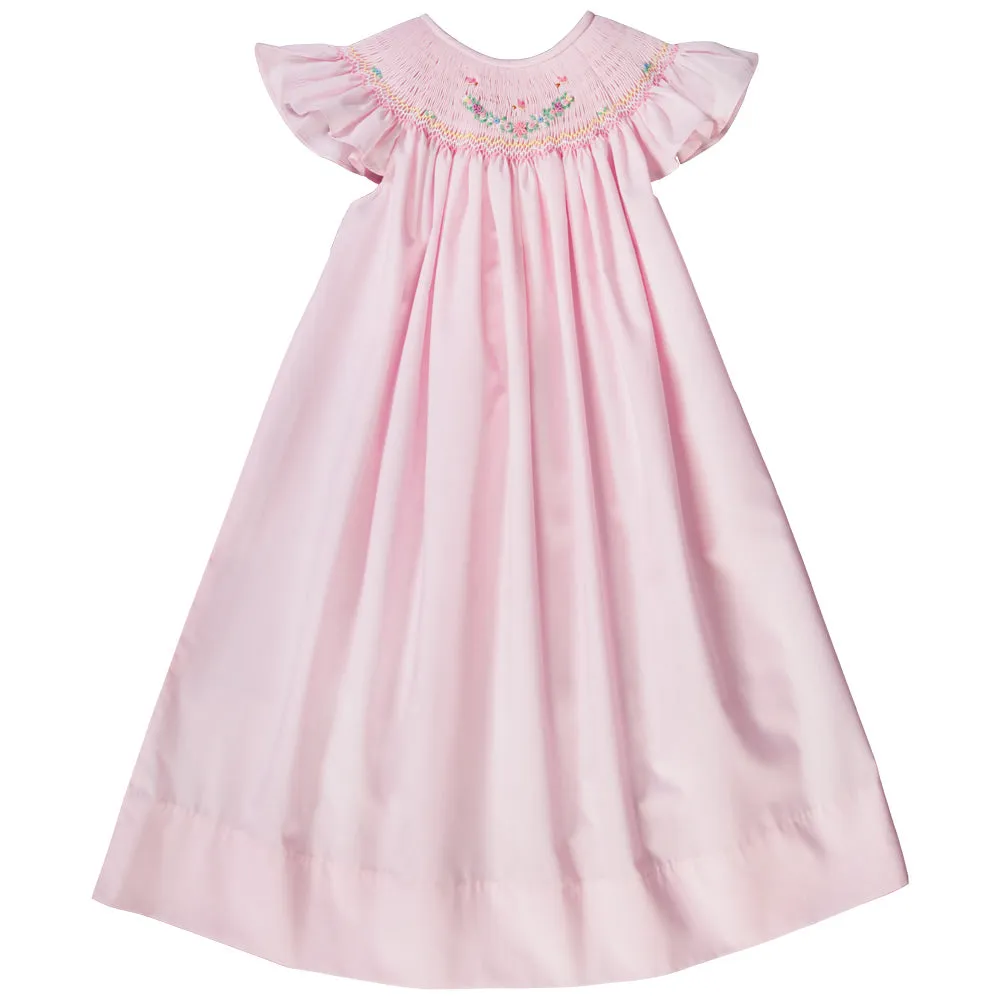 Butterfly & Bullion Flowers Pink Smocked Bishop