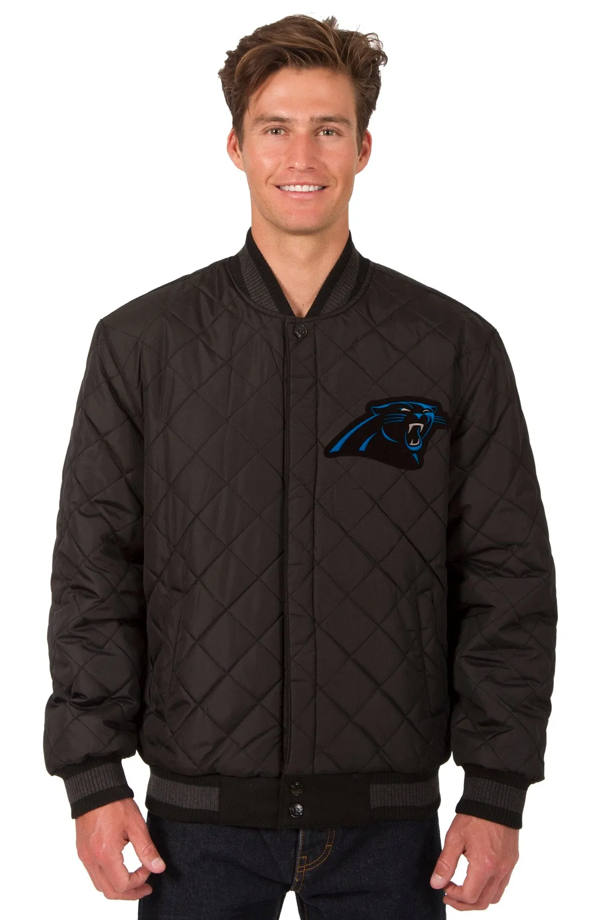 Carolina Panthers Reversible Wool and Leather Jacket