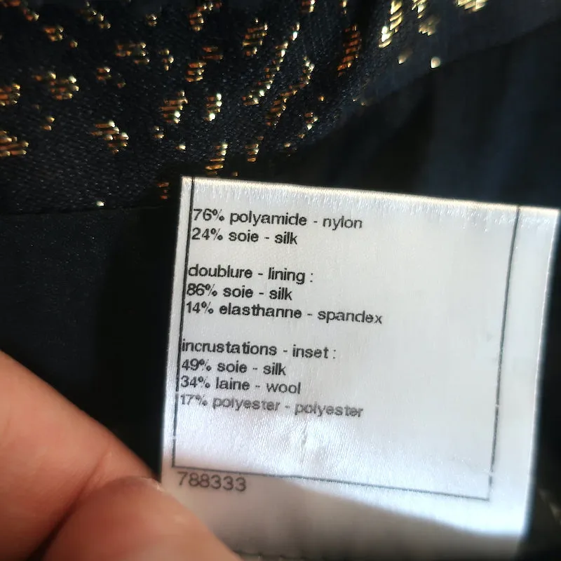 Chanel 09A Ruffle-Trimmed Jacket Black Quilted Silk-Blend Size 36