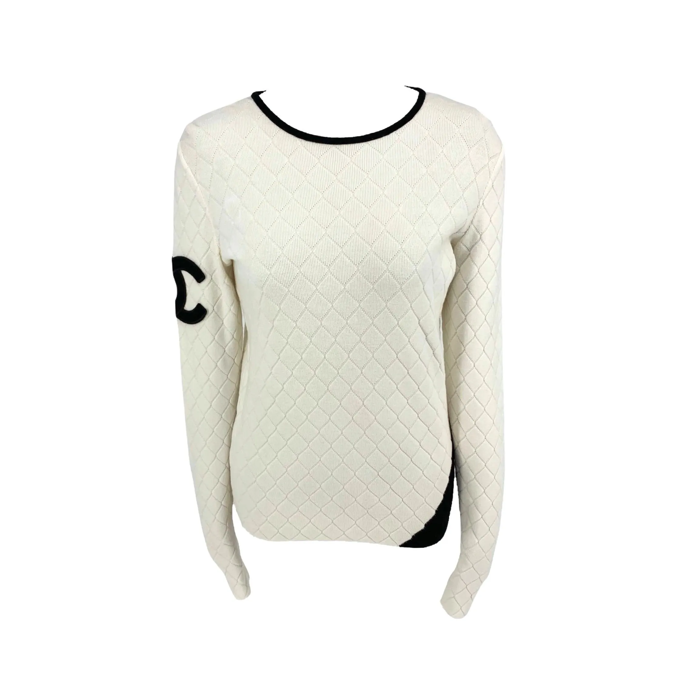 Chanel White Cambon Quilted Logo Pullover