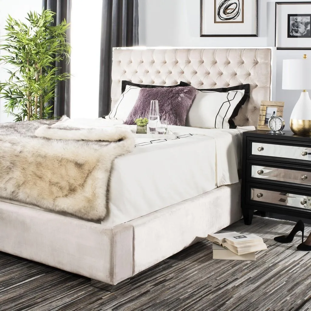 Chesterfield Upholstered Bed - Pearl