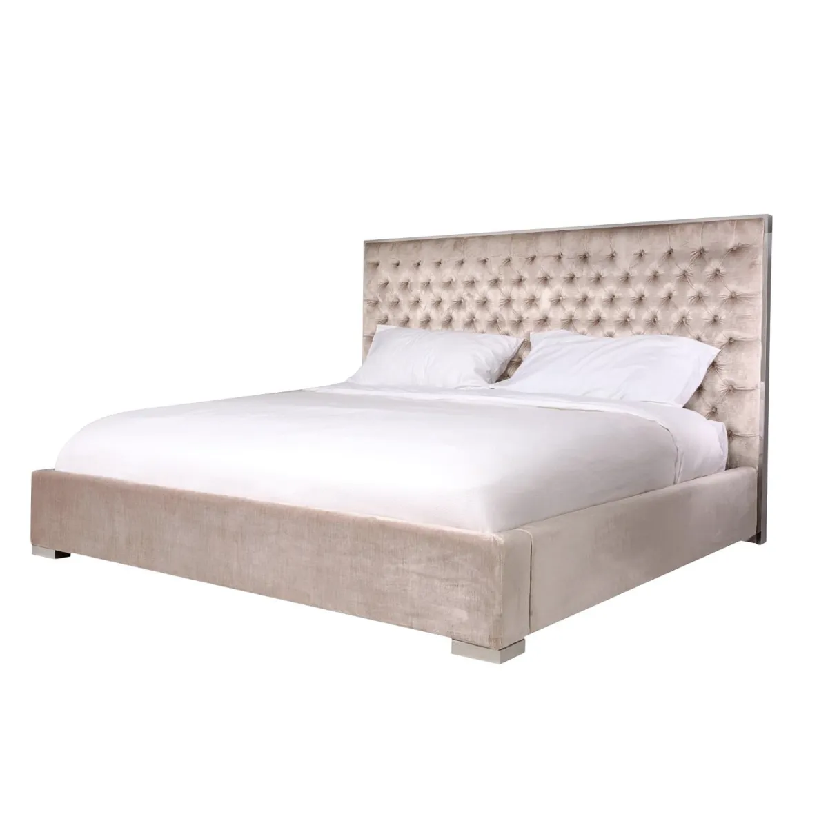Chesterfield Upholstered Bed - Pearl