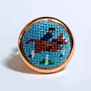 Chestnut Hunter Horse Needlepoint Ring