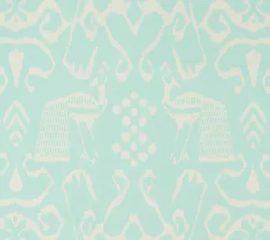 China Seas Fabric: Bali II - Custom Aqua on Light Tint Belgian Linen / Cotton