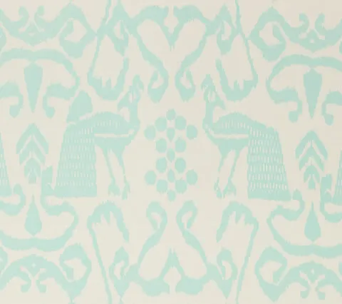 China Seas Fabric: Bali II - Custom Aqua on Light Tint Belgian Linen / Cotton