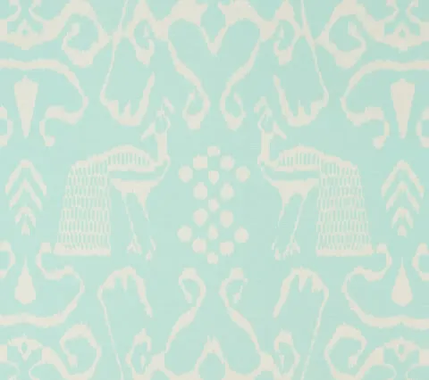 China Seas Fabric: Bali II - Custom Aqua on Light Tint Belgian Linen / Cotton