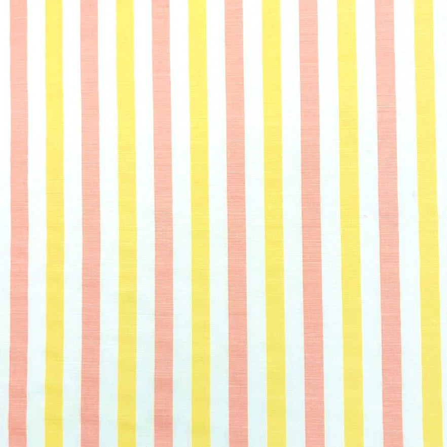 China Seas Fabric: Dune Multi Color - Custom Light Coral / Light Yellow on White Belgian Linen/Cotton