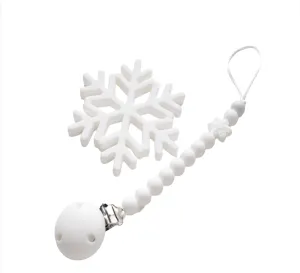 Christmas Baby Gift - White Dummy clip & Snowflake