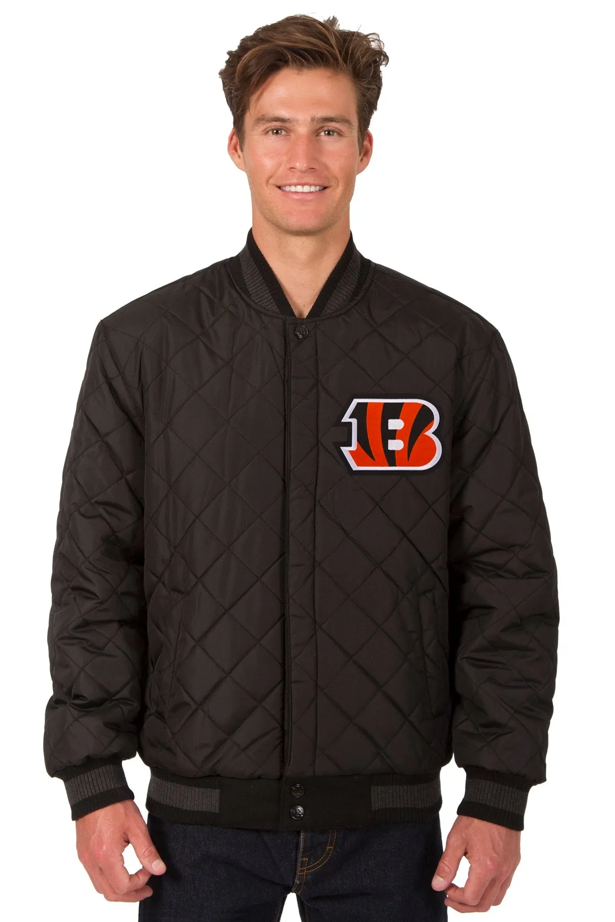 Cincinnati Bengals Reversible Wool and Leather Jacket