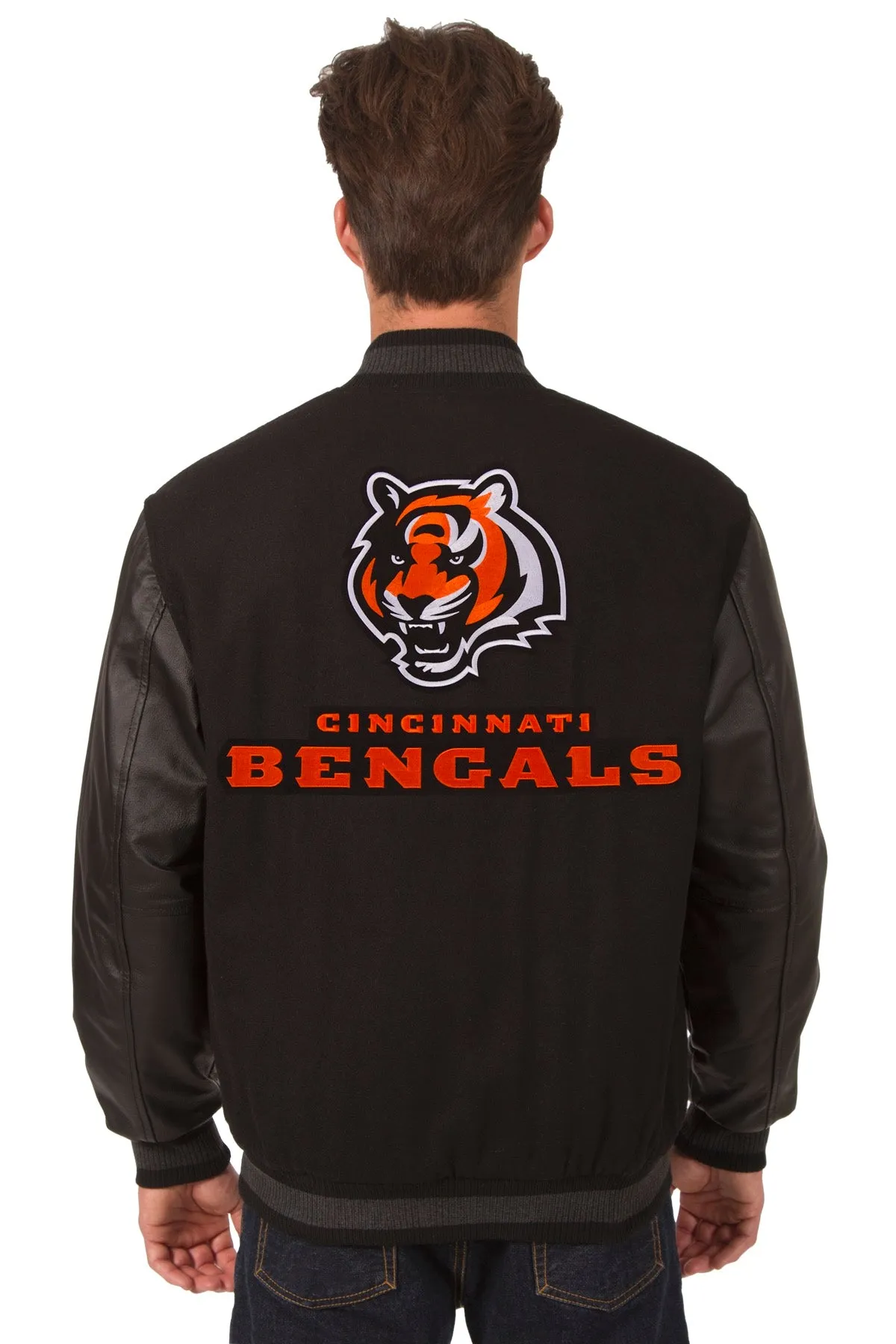 Cincinnati Bengals Reversible Wool and Leather Jacket