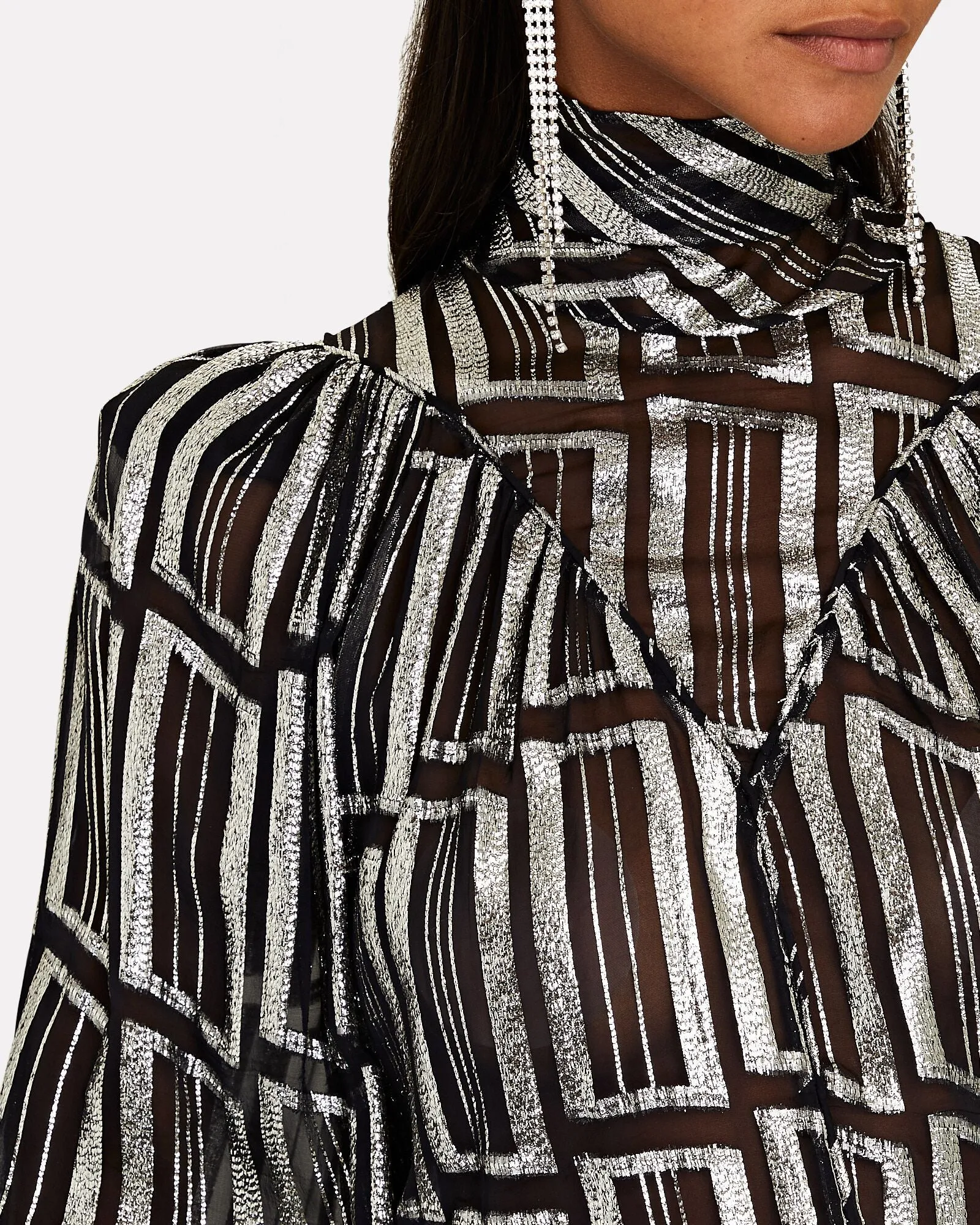CLAIRETA LAMÉ METALLIC BLOUSE