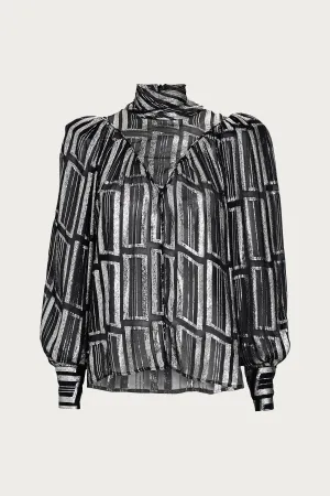 CLAIRETA LAMÉ METALLIC BLOUSE