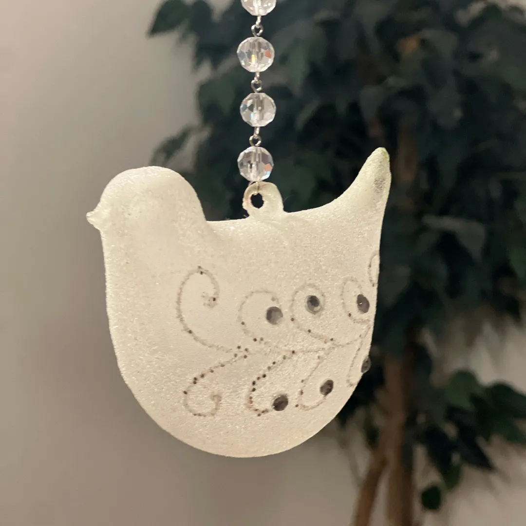 CLEAR FROSTED GLASS CHICK (Box of 1)  MAGNETIC ORNAMENT - Magnetic Chandelier Ornament