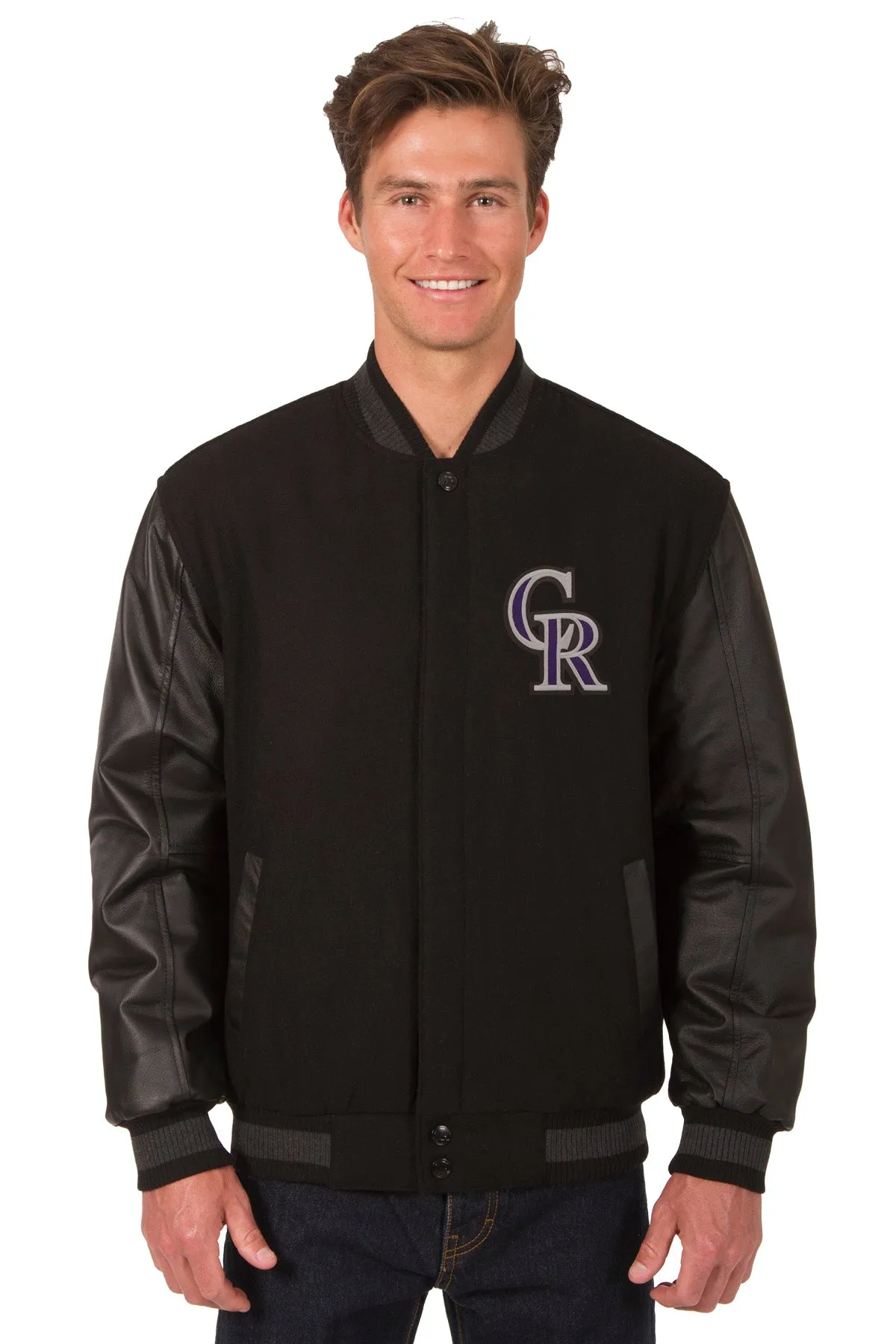 Colorado Rockies Reversible Wool and Leather Jacket