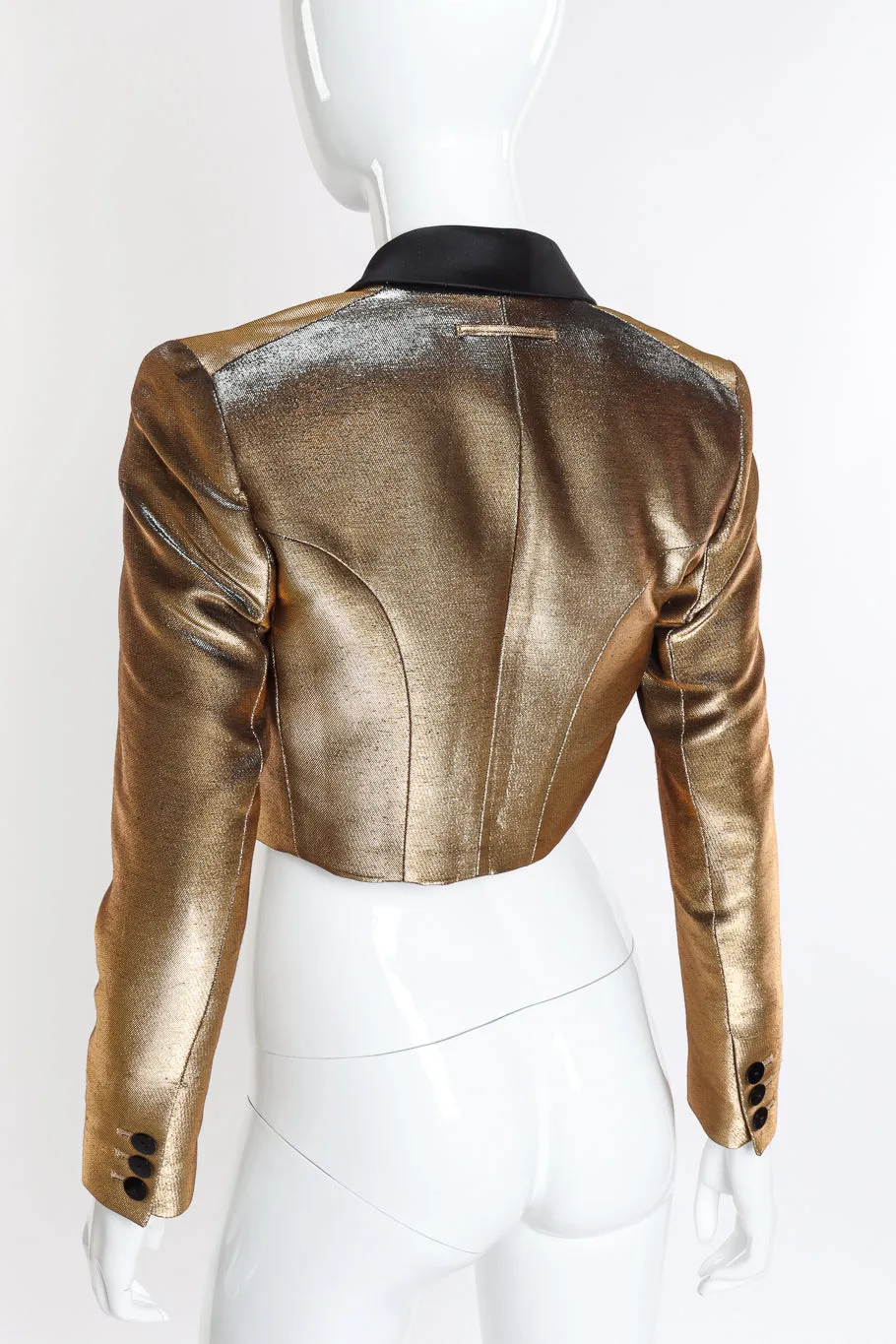 Cropped Lamé Tuxedo Jacket