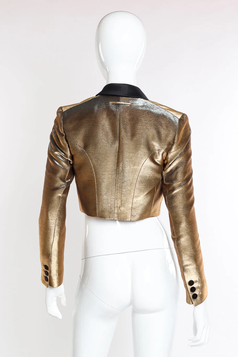 Cropped Lamé Tuxedo Jacket