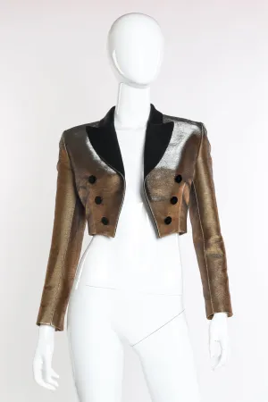 Cropped Lamé Tuxedo Jacket