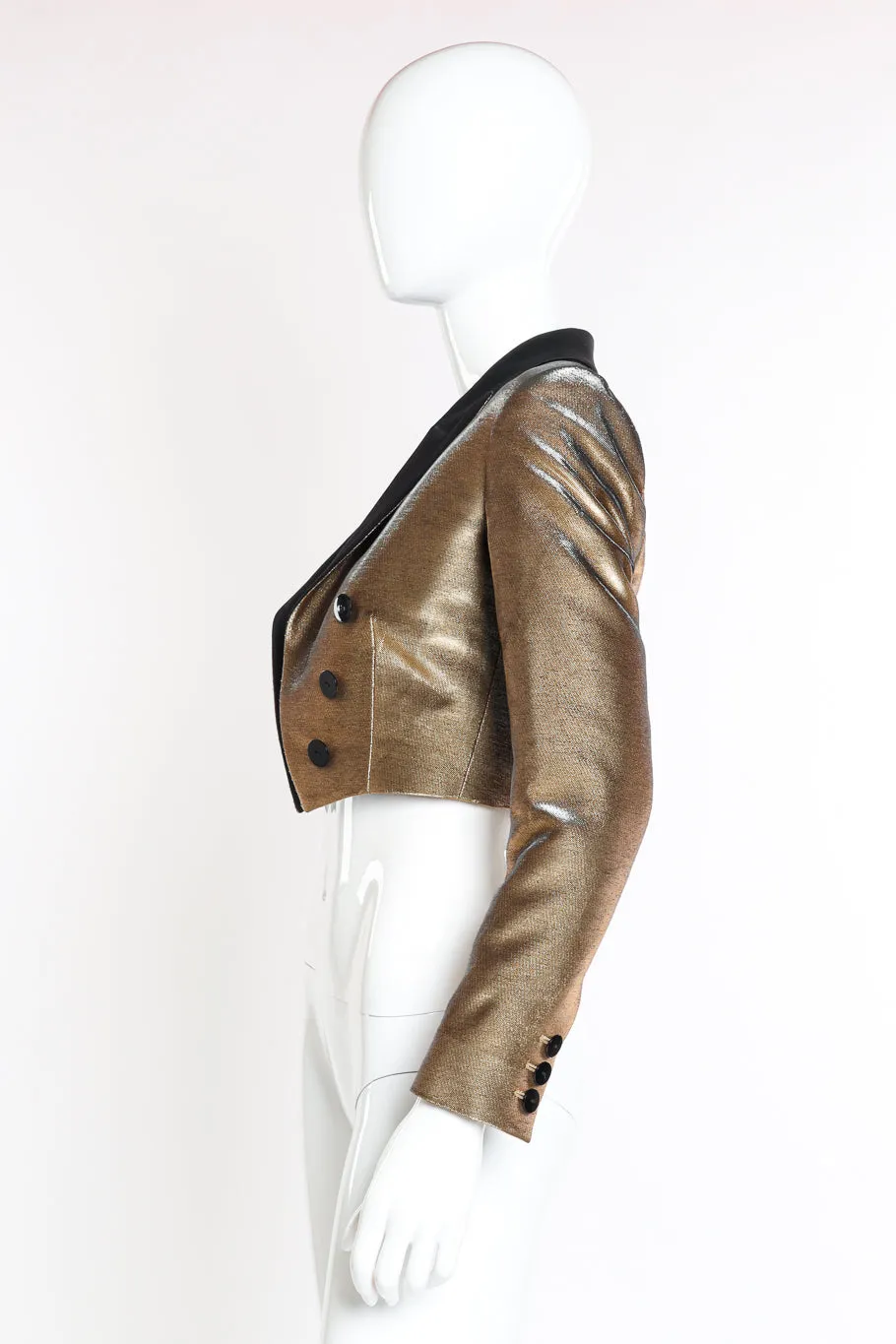 Cropped Lamé Tuxedo Jacket