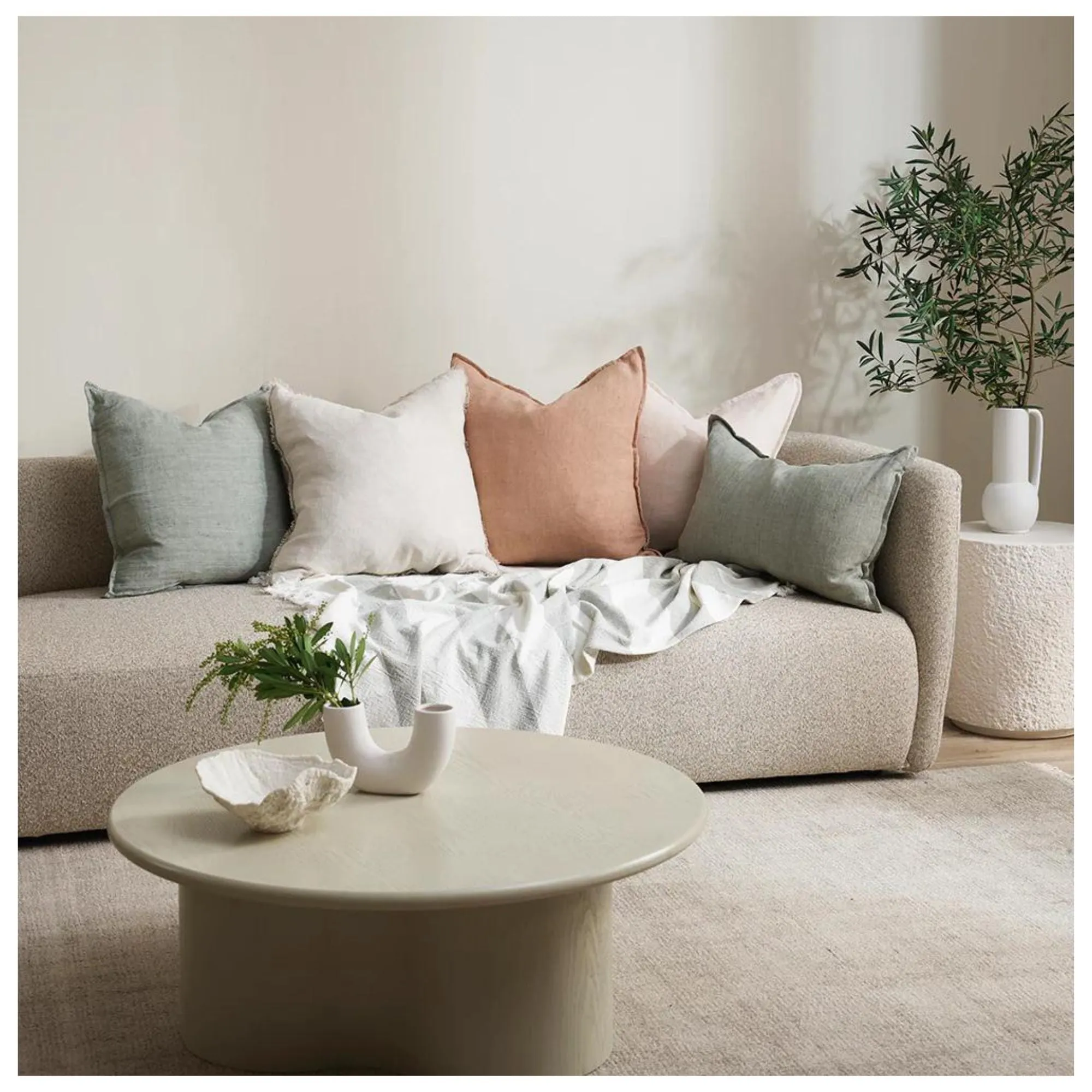 Cushion - Cassia With Feather Inner - Toasted Coconut