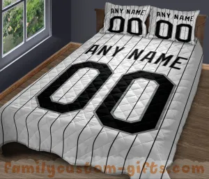 Custom Quilt Sets Chicago Jersey Personalized Baseball Premium Quilt Bedding for Men Women