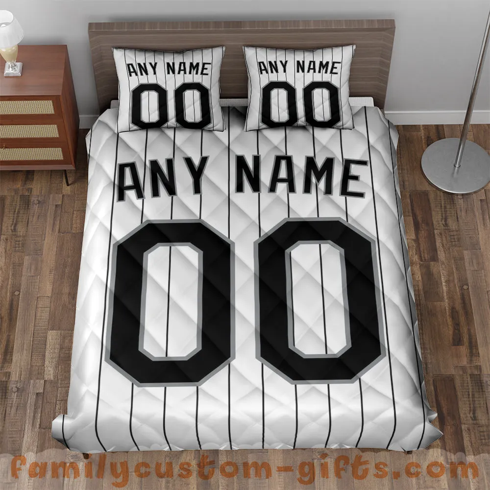 Custom Quilt Sets Chicago Jersey Personalized Baseball Premium Quilt Bedding for Men Women