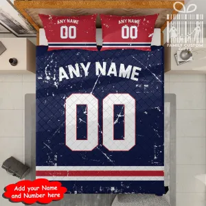 Custom Quilt Sets Houston Jersey Personalized Football Premium Quilt Bedding for Men Women