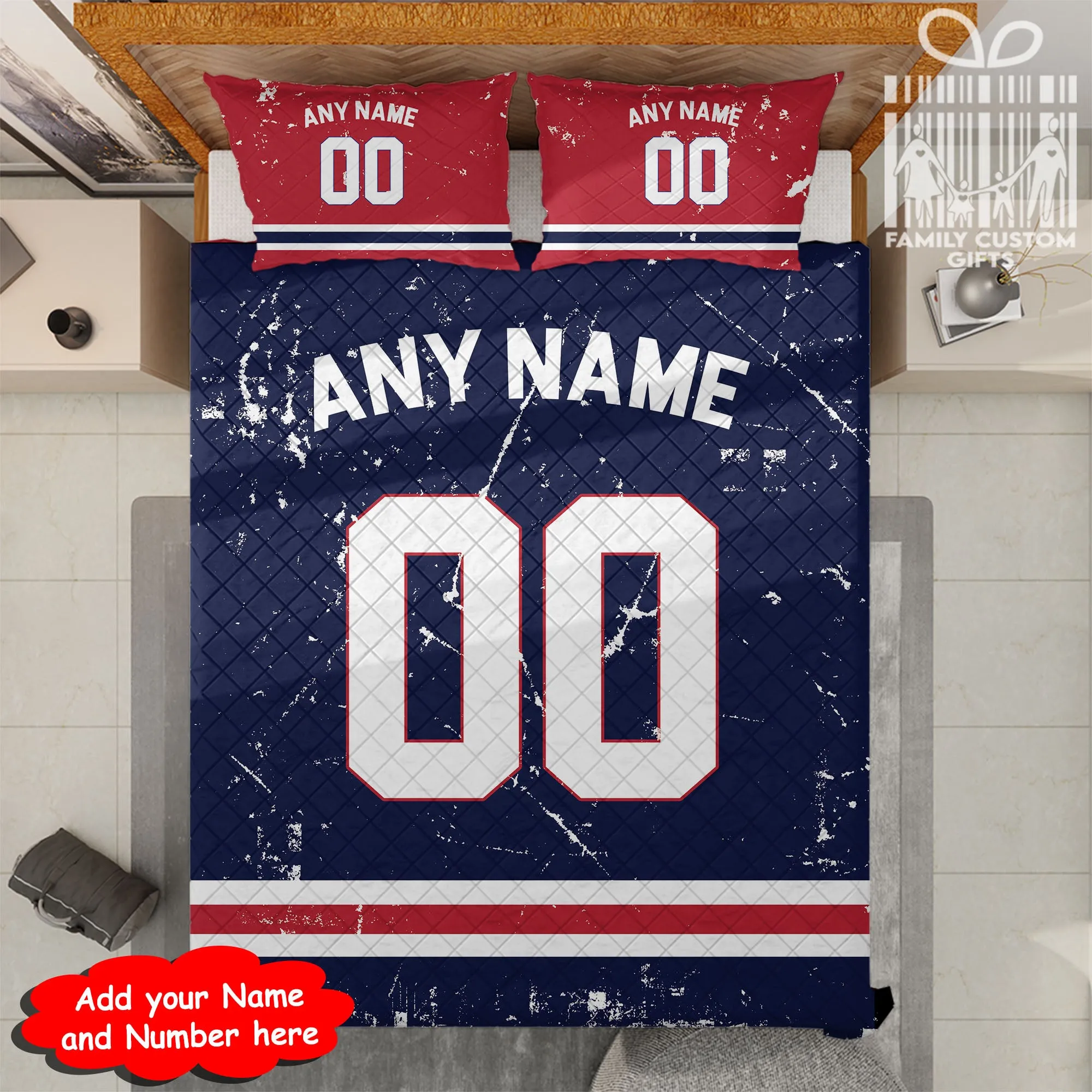 Custom Quilt Sets Houston Jersey Personalized Football Premium Quilt Bedding for Men Women